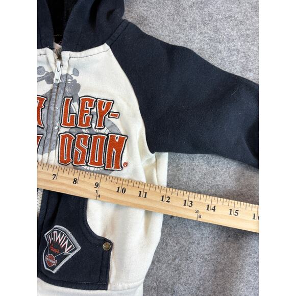 Harley Davidson Hoodie Toddler 18M Black Cream V-Twin Fleece Sweatshirt Motor - Picture 2 of 5
